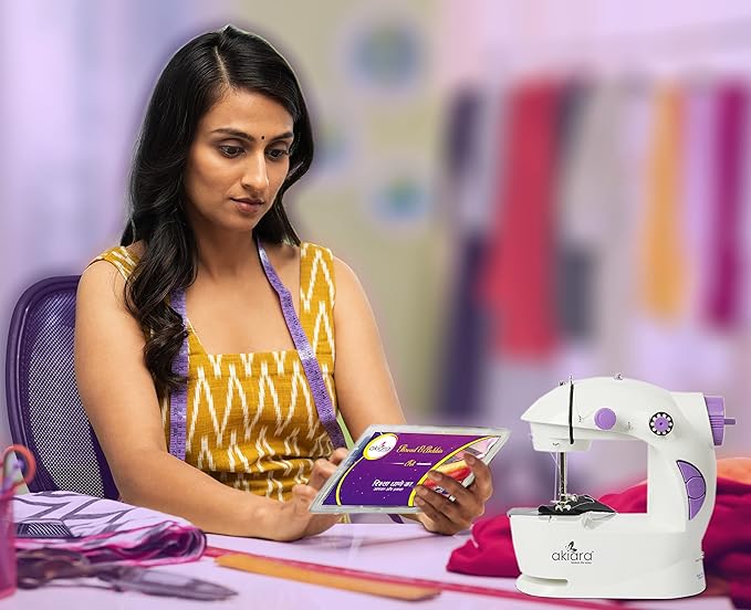 Akiara Mini Sewing Machine - Home Tailoring with Multicolor Threads & Bobbin Set