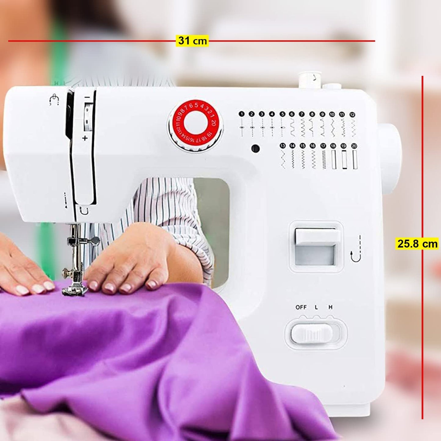 Akiara Easy Stitch Sewing Machine - 20 Patterns, Reverse Stitch, Zig Zag, Perfect for Home Tailoring