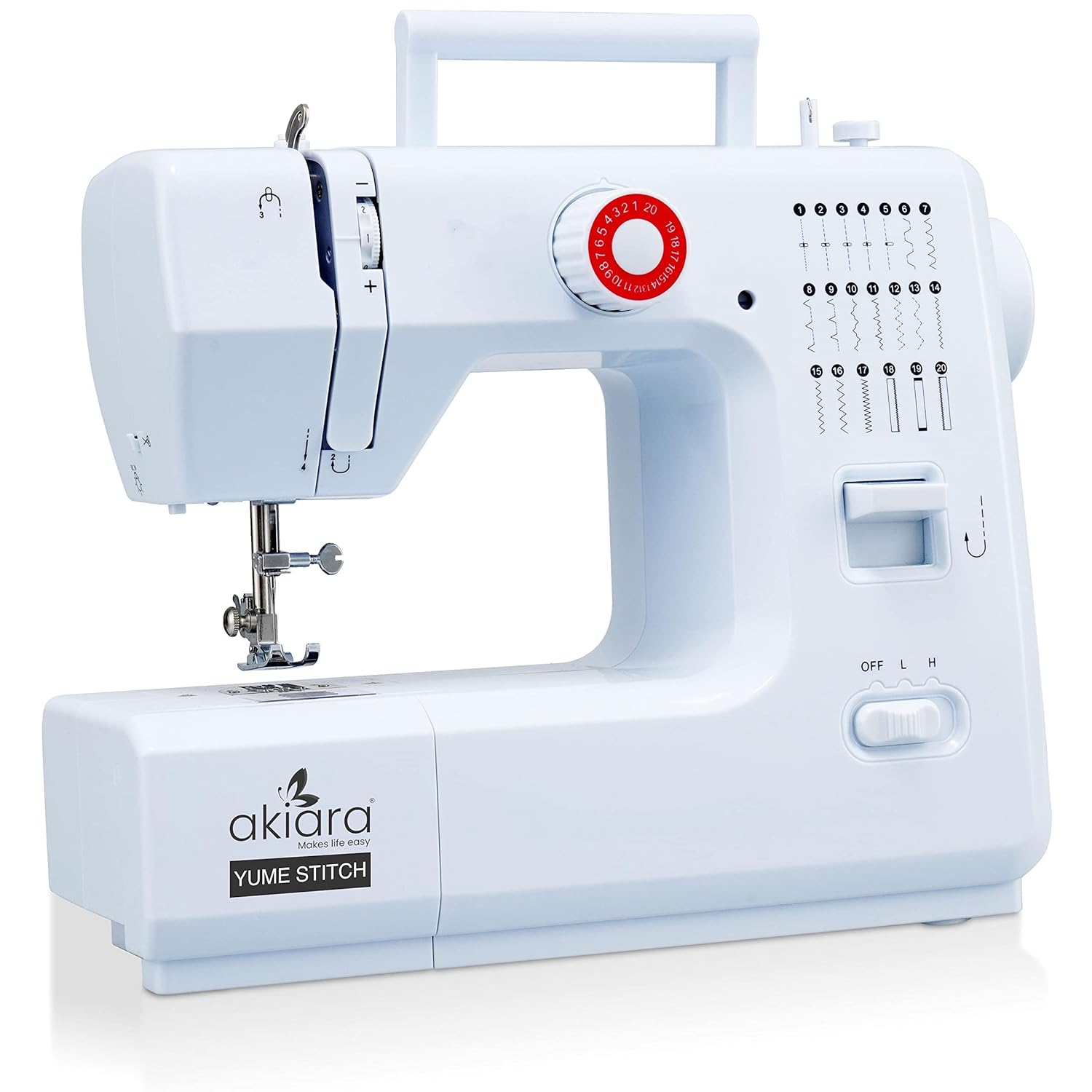 Akiara Easy Stitch Sewing Machine - 20 Patterns, Reverse Stitch, Zig Zag, Perfect for Home Tailoring