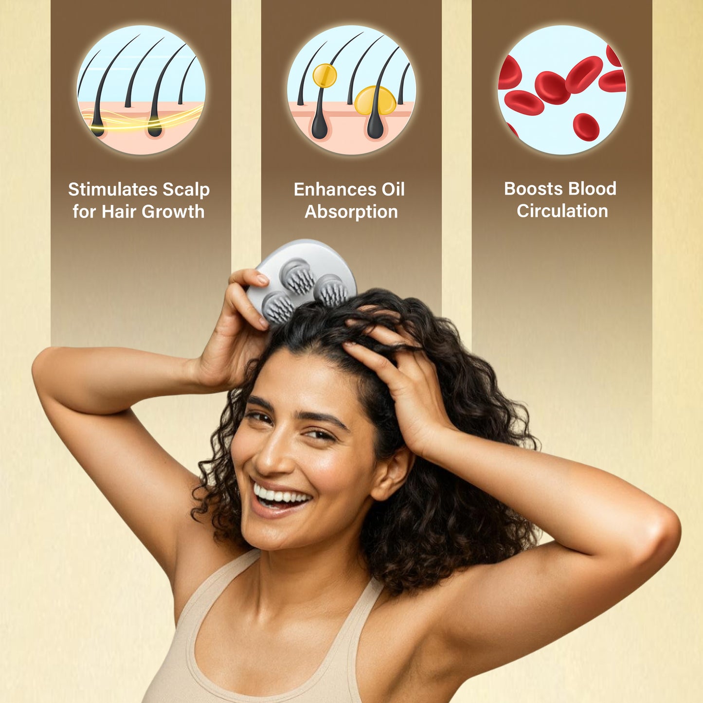 Akiara Smart Scalp Massager for Head, Hair & Body Relaxation | Electric Portable Waterproof Head Massager with 4 Kneading Nodes | Stress Relief, Blood Circulation & Hair Growth | USB Rechargeable