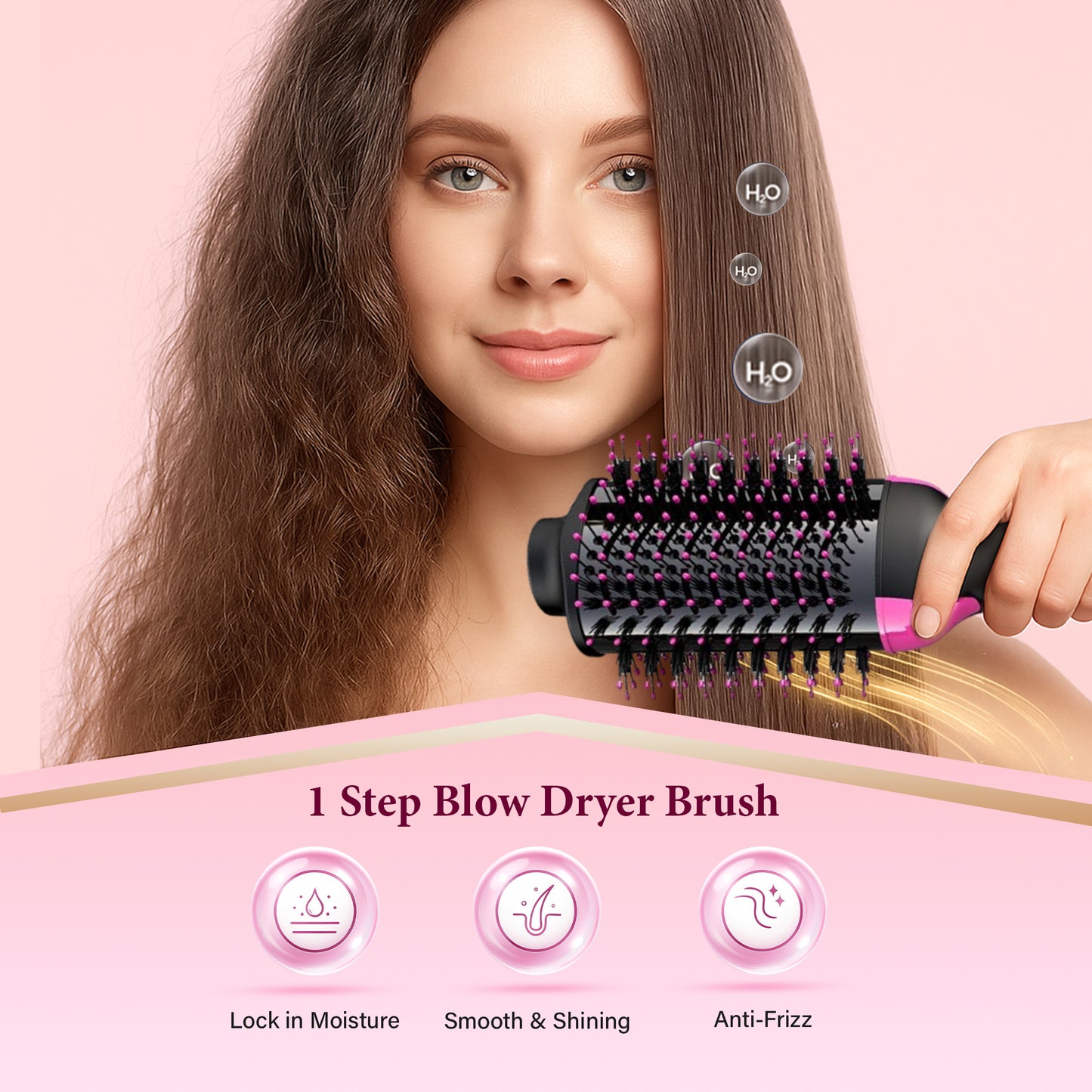 Akiara 2-in-1 Hair Straightener Brush & Volumizer Blow Dryer | Electric Comb with Adjustable Temperature, Quick Heating, Anti-Scald Design for Smooth & Shiny Styling for Men & Women