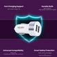 Akiara Car Charger with 10.5 Watts, Dual USB Ports, Compact Design, Built in Protections, Led Indicator, Included USB - Type-C Cable - Cellular Phones, White