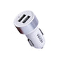 Akiara Car Charger with 10.5 Watts, Dual USB Ports, Compact Design, Built in Protections, Led Indicator, Included USB - Type-C Cable - Cellular Phones, White