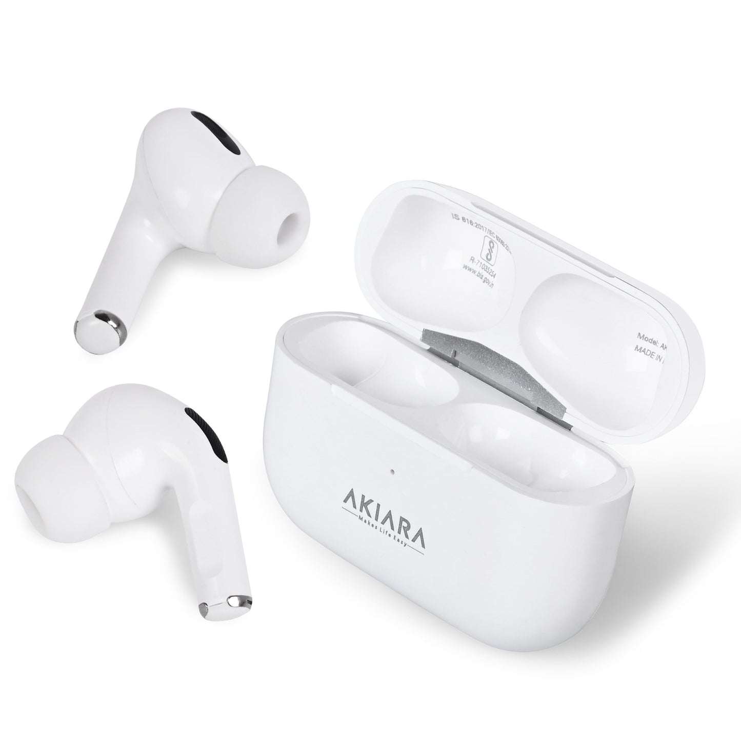 Akiara Wireless Earbuds Bluetooth 5.3 | ENC Noise Cancelling TWS Earphones with Mic | 40H Playtime, Fast Charging Case, Deep Bass, Touch Control, IPX5 Waterproof – White